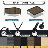 Shade&Beyond 90% Sun Shade Cloth with Grommets, 8' X 12' Pergola Shade Cover Canopy, Mesh Tarp Sun Screens for Patio, Outdoor, Garden, Backyard, Mocha Shade&Beyond