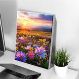 JOOZ Flowers Paint by Numbers Kit for Adults with Frame, Sunset Mountain Paint by Number with Easel, DIY Adult Paint by Number Kits on Canvas Landscape for Home Wall Decor 8 x 12 Inch JOOZ