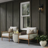 Nathan James Kayden Bohemian Wooden Upholstered Armchair, Outdoor Lounge Chair with Removable Cushion Covers and Solid Acacia Wood Frame, Light Brown Nathan James