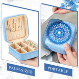 Hinly 2 Pcs Portable Diamond Painting Jewelry Storage Box Mandala Diamond Art Accessories Blue PU Leather Jewelry Ring Organizer Case Travel Jewelry Organizer Hinly