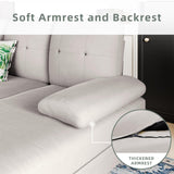 Shintenchi Sectional Sofas for The Living Room, U-Shaped Couch with Dual Chaise Lounge, 4-Seat Furniture Set Featuring Soft Cushions and Linen Fabric,Creamy White Shintenchi