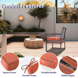 IPYNBAP Outdoor Chair Cushions Set of 4，Waterproof Outdoor Seat Cushions for Patio Furniture，Patio Chair Cushions with Handle and Ties, Square Corner Outdoor Chair Pads, 19" x 19" x 3", Spice IPYNBAP