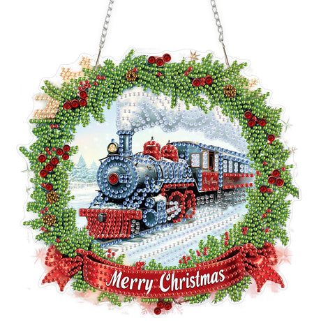 TOSTOG Hanging Diamond Art Kits for Adults, Christmas Train Diamond Paintings for Adults, Diamond Art Kits Window Pendant, 5D Diamond Paintings Hanging Pendant Kit Wall Decor Gift TOSTOG