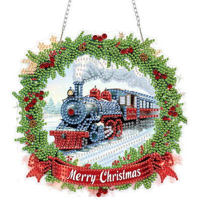TOSTOG Hanging Diamond Art Kits for Adults, Christmas Train Diamond Paintings for Adults, Diamond Art Kits Window Pendant, 5D Diamond Paintings Hanging Pendant Kit Wall Decor Gift