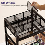 SWTYMIKI Rolling Cart with Drawers - Metal Utility Cart with Wood Shelf, DIY Divider and Locking Wheels, Craft & Art Cart Organizer for Under Desk Storage for Home Office Studio, Black SWTYMIKI