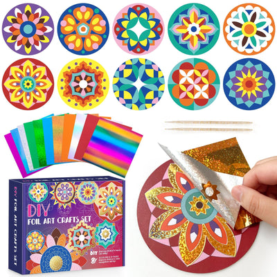 TENYEAH Foil Art for Kids, DIY Paper Craft Kit for Girls Boys Ages 8+, Fun Mandala Creative Activity Toys for Kids