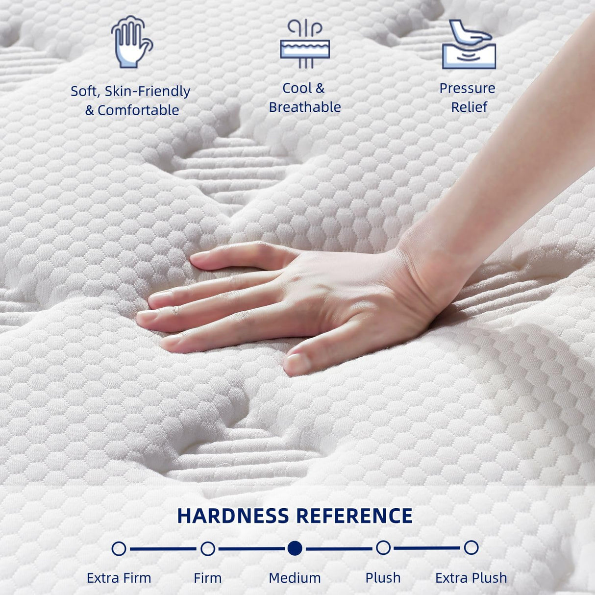 King Size Mattress [Upgraded Strengthen] 14 Inch Medium Firm King Mattress In A Box, Hybrid Mattresses With Gel Memory Foam & Independent Pocket Springs, Pressure Relief, Edge Support, CertiPUR-US EEN EEN SLEEP