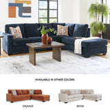 Signature Design by Ashley Aviemore Casual L-Shaped 2-Piece Sectional with Chaise for Living Room, Blue Signature Design by Ashley