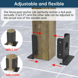 8 pcs Adjustable Wood Fence Pergola Post Base Brackets Fit 4x4 Post,Heavy Duty Black Post Anchor Base Brackets Support for Deck Railing Mailbox,Pergola Brackets Kit Linone