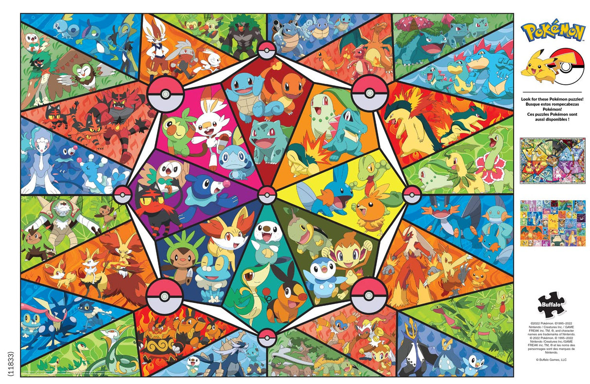 Buffalo Games - Pokemon -: Stained Glass Starters - 1000 Piece Jigsaw Puzzle for Adults -Challenging Puzzle Perfect for Game Nights - Finished Size is 26.75 x 19.75 Buffalo Games