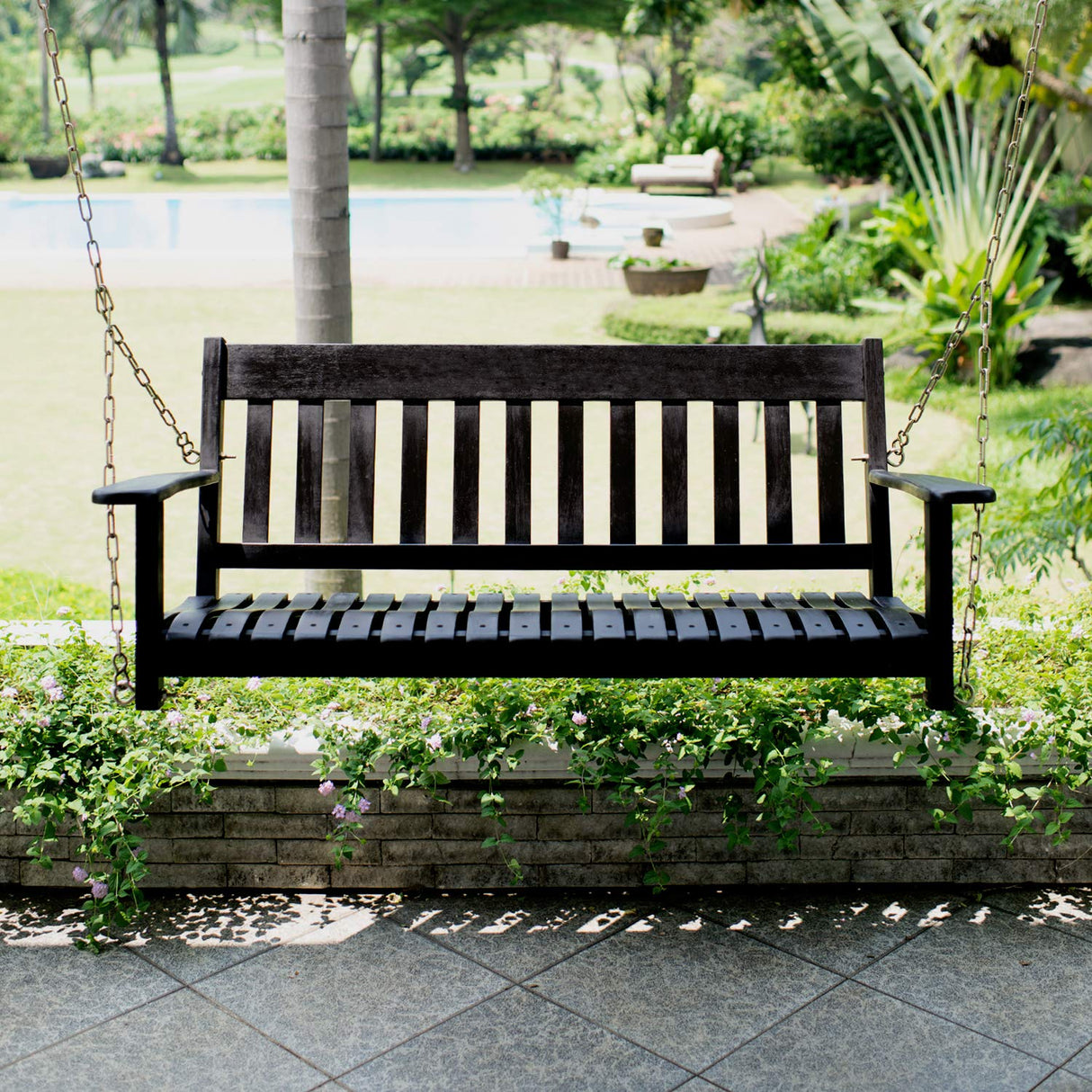 Cambridge Casual Solid Wood Bentley Porch Swing, Black Cambridge Casual