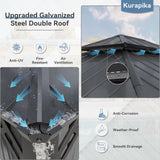 Kurapika 12' x 20' Hardtop Gazebo, Outdoor Metal Gazebo with Galvanized Steel Double Roof Canopy, Curtain and Netting, Aluminum Permanent Pavilion Gazebo for Patio, Backyard, Lawn, Grey Kurapika