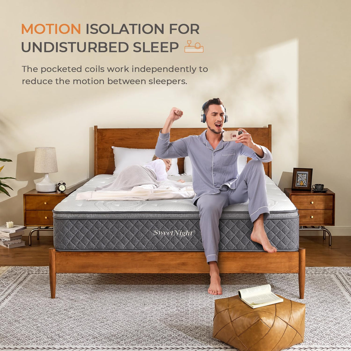 Sweetnight Queen Mattress - 12 Inch Queen Bed Mattress in a Box, Hybrid Queen Size Mattress with Pocketed Coils for Comfort Sleep and Balanced Support Sweetnight