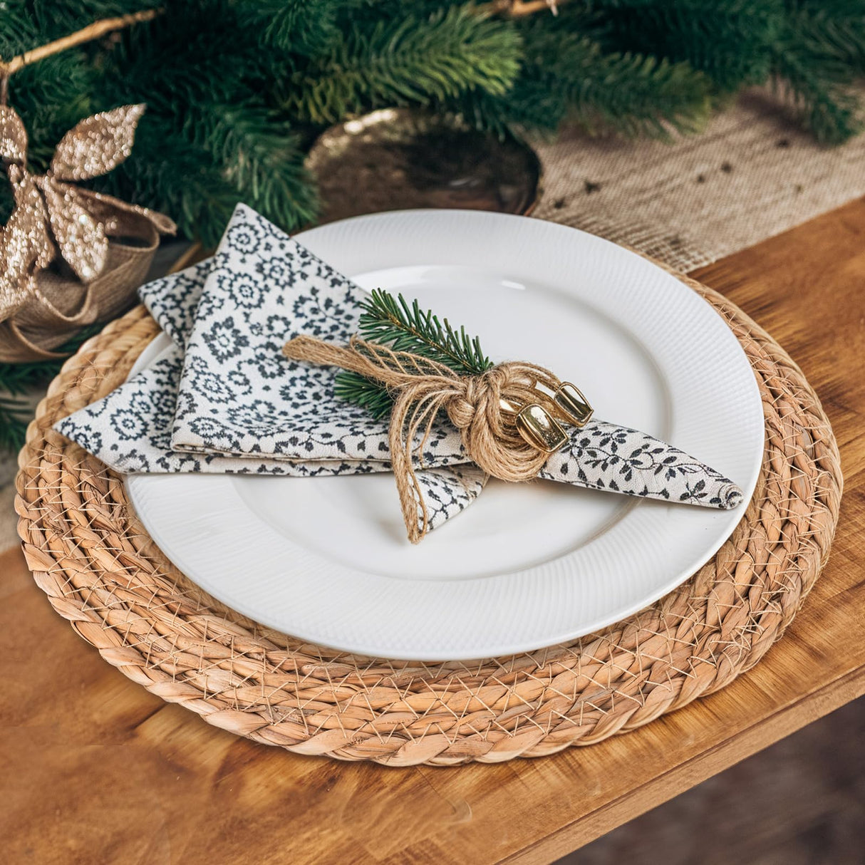 Round Woven Placemats Set of 6 | Handmade Natural Wicker Placemats for Holiday Wedding Home - Slip Heat Resistant Rattan Chargers for Dinner Plates (12 Inch) Rcrirth