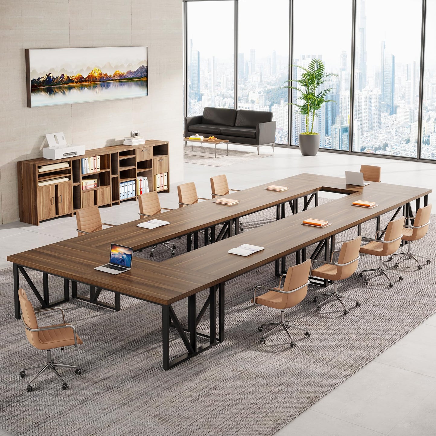 Tribesigns 6.5FT Conference Room Table: Large Rectangular Meeting Seminar Table for 6-8 People, Wood Long Training Table with Heavy-Duty Frame, Business Table for Office - WoodArtSupply