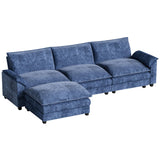 Homall 119" Modular Sectional Sofa, L Shaped Sofa Couch with Reversible Ottoman, DIY Combination Chenille Deep 3-Seat Cloud Couch for Living Room, Apartment (Dark Blue, L Shaped Sofa) Homall