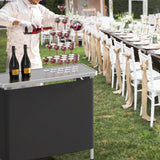 VINGLI Portable Bar Table, 3-Tier Shelves, Mobile Bar Table for Events, Party, Camping, Picnic, Tradeshow, Indoor with Black Skirt, 39 "L x 34" H VINGLI
