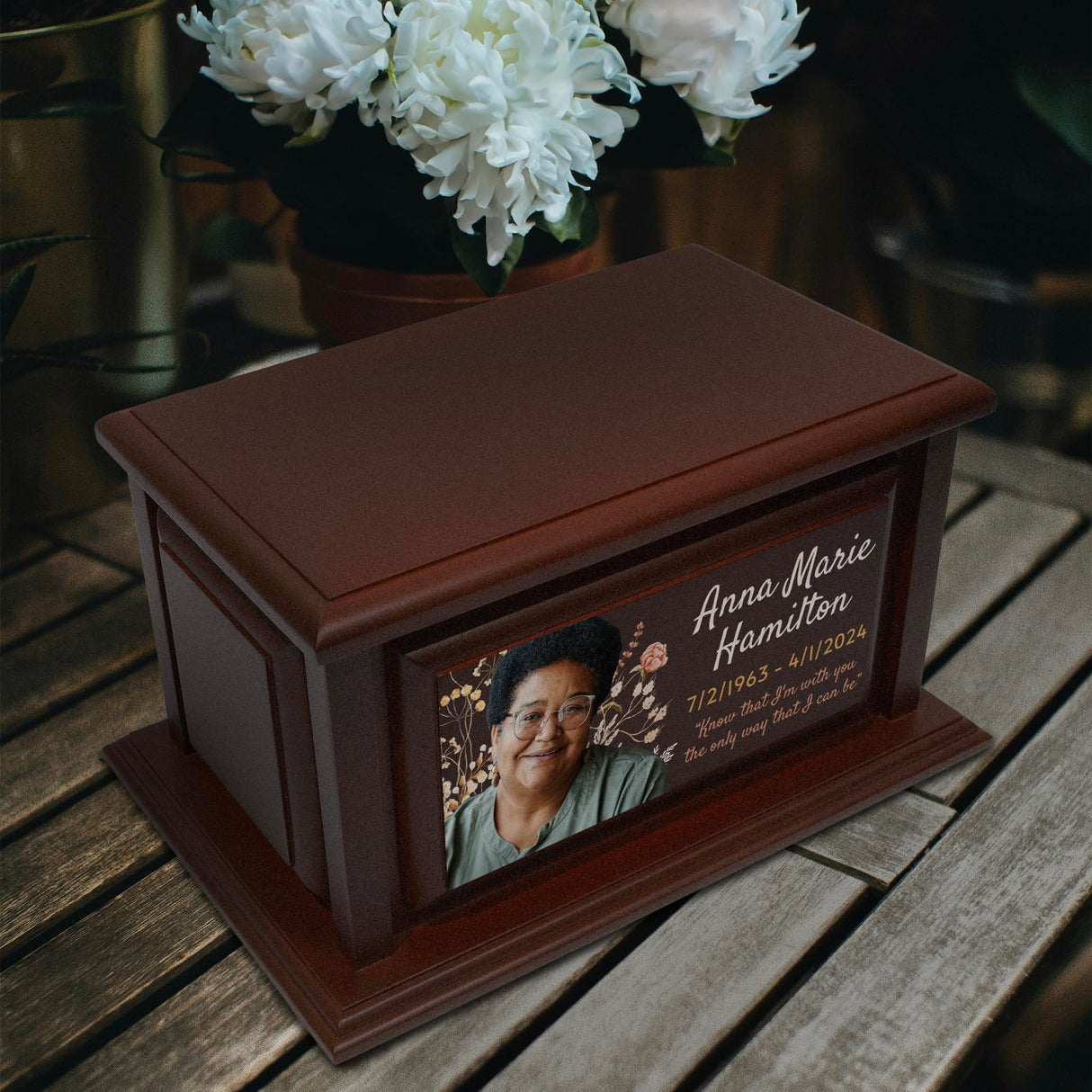 Personalized Solid Wood Human Urns for Ashes 250lbs, Custom Urn Box for Human Ashes, Large Burial and Cremation Urns for Ashes, Cherry Wood Color (Design 6) Basic Fundamentals