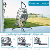 Hanging Egg Chair with Stand and Leg Rest – Rattan Wicker Swing Hammock Chair, UV-Resistant Cushion, Heavy-Duty Frame for Indoor & Outdoor Patio, Bedroom, Balcony, Garden – 330 lbs Capacity. Outlux