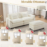 URRED Cloud Couch Modular Sectional Sofa, 82.6" Modern L Shaped Deep Seat Sofa with Ottoman & Pillows, Ultra Comfy Chenille Couches for Living Room, Bedroom or Apartment, White URRED