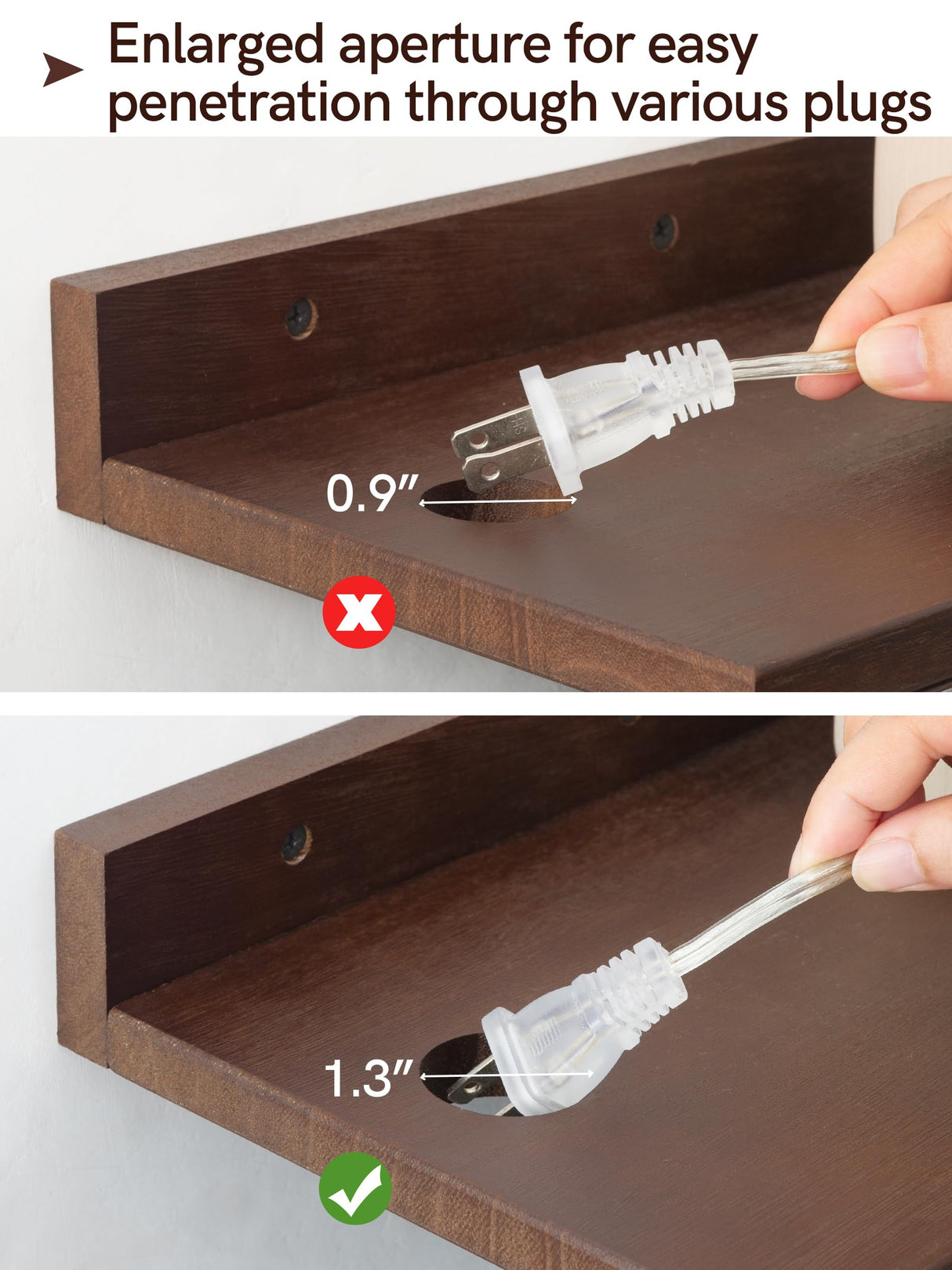 Sivapleso Floating Nightstand Set of 2, Walnut Wood Floating Bedside Tables Small Wall Mounted Nightstand Z-Shape Hanging Night Stands for Bedroom Sivapleso