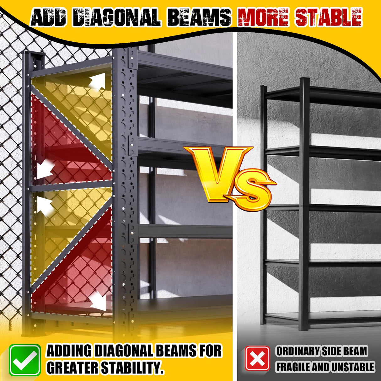 LBVSKK 7000LBS Heavy Duty Garage Shelving Units,70''W Garage Storage Shelves,Large Metal Shelf,4 Tier Adjustable Storage Rack | Industrial Shelving for Warehouse,Basement,Workshop,Shed,Black LBVSKK