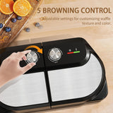 YASHE Double Waffle Maker 6 Inch, 1400W Belgian Waffle Maker for Breakfast and Snacks, Stainless Steel Waffle Iron with Nonstick Plates, Temperature Knob, Cool-Touch Handles YASHE