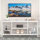 EXCEFUR 55 inch TV Stand for TV up to 65 inch, Modern Media TV Console with Storage Shelves, Entertainment Center for Living Room, Bedroom, White Oak EXCEFUR