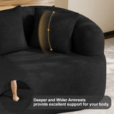 68.5" Loveseat Sofa for Living Room, Modern Luxury Plush Chenille Extra Deep Seat Curved Cloud Floor Couch with 3 Throw Pillows for Small Spaces, No Assembly Needed, Black DAMAIFROM