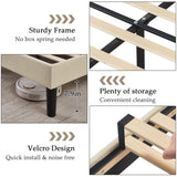 VECELO Full Upholstered Platform Bed Frame with Tufted Adjustable Headboard/Mattress Foundation/Wood Slat Support,Easy Assembly,Beige VECELO