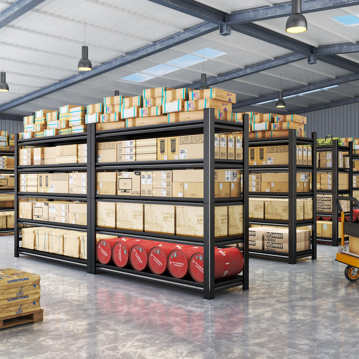 78''H Metal Garage Shelving Unit, Heavy Duty 5-Tier Adjustable Storage Rack, Steel Shelving, 3020 lbs Capacity, Industrial Shelves for Heavy Tools and Equipment, Ideal for Garage, Basement, Black Beaunatixx