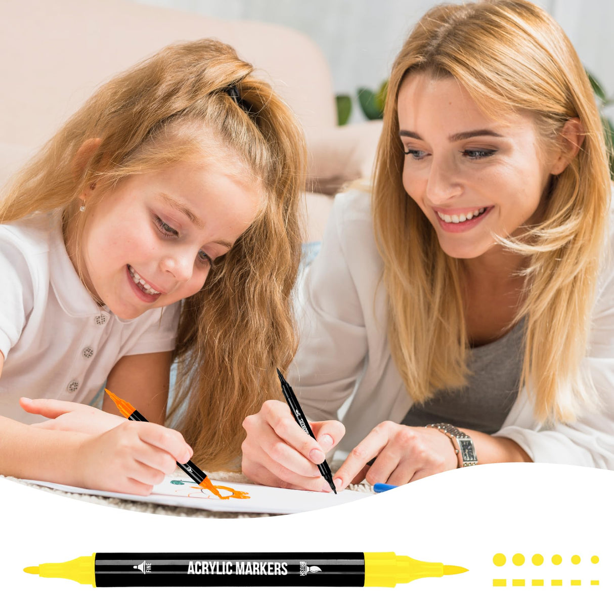 Pagather 48 Colors Acrylic Paint Markers, Dual Tip with Fine Tip and Brush Tip Pens for Stone, Wood, Calligraphy, Canvas, Ceramic, Metal, Glass, Rock Painting, DIY Crafts Pagather