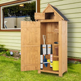 VINGLI Outdoor Wooden Storage Shed, Garden Shed Outside Tool Cabinet with Safety Latch, Patio Storage Organizer (Teak) VINGLI