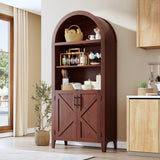 GarveeHome Arched Bookcase with Doors - 5-Tier Open Display Shelf, Modern Bookshelf Storage Cabinet for Home Office Living Room Library, Walnut GarveeHome