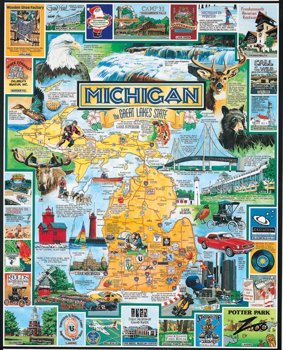 White Mountain Puzzles Best of Michigan - 1000 Piece Jigsaw Puzzle White Mountain