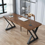 Sihtengxxhongs Rustic Style Solid Wood 55-inch Computer Desk - Large Office Desk for Home Office, Modern and Simple Design, Ideal for Study, Writing, Sihtengxxhongs