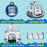 JOYIN White Rocket Ship Pop up Play Tent with Tunnel and Playhouse Kids Indoor Outdoor Spaceship Tent Set JOYIN