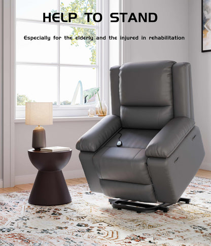 GarveeHome Power Lift Recliner Chair - Heat and Massage, Adjustable Back and Legs, Pu Leather Electric Lift Chair Designed for The Elderly and People with Mobility Impaired