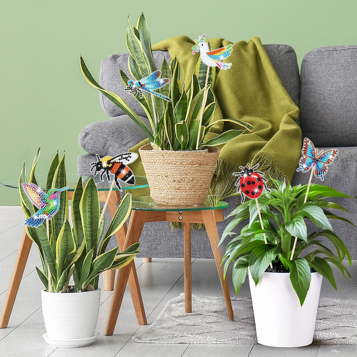 10Pcs Diamond Painting Kit Diamond Art Kits for Adults for Garden Decor with Butterfly, Hummingbird, Bee, Ladybug, Dragonfly,Dimond Art Paintings Arts and Crafts for Adults Gem Art for Yard Decoration NANZHOO