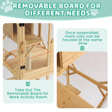 GIODIR 71" H Cat Catio Outdoor Cats Enclosure Window, 4 Tiers Cat Wooden House Cage on Wheels, Large Catios for Cats Indoor Patio with Waterproof Roof, Removable Floor and Scratching Post (Natural) GIODIR