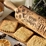 XINBADA Christmas Nativity Embossed Rolling Pin - Perfect Christmas Baking Supplies for Cookie Decorating,Wooden Rolling Pin for Cookies & Pastries,Christmas Theme Cookie Mold XINBADA