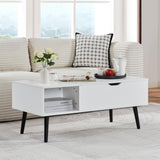 Softa Coffee Tables for Living Room, Wood Lift Top Coffee Table with Storage Shelf and Hidden Compartment, Dining Center Pop-up Table for Home, Office(White) Softa