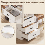 IRONCK Freestanding Closet System with 3 Wood Drawers, Modern Armoire Wardrobe with Adjustable Shelves & Hanging Rod, Walk-in Closet Systems Organizer for Small Closet, White IRONCK