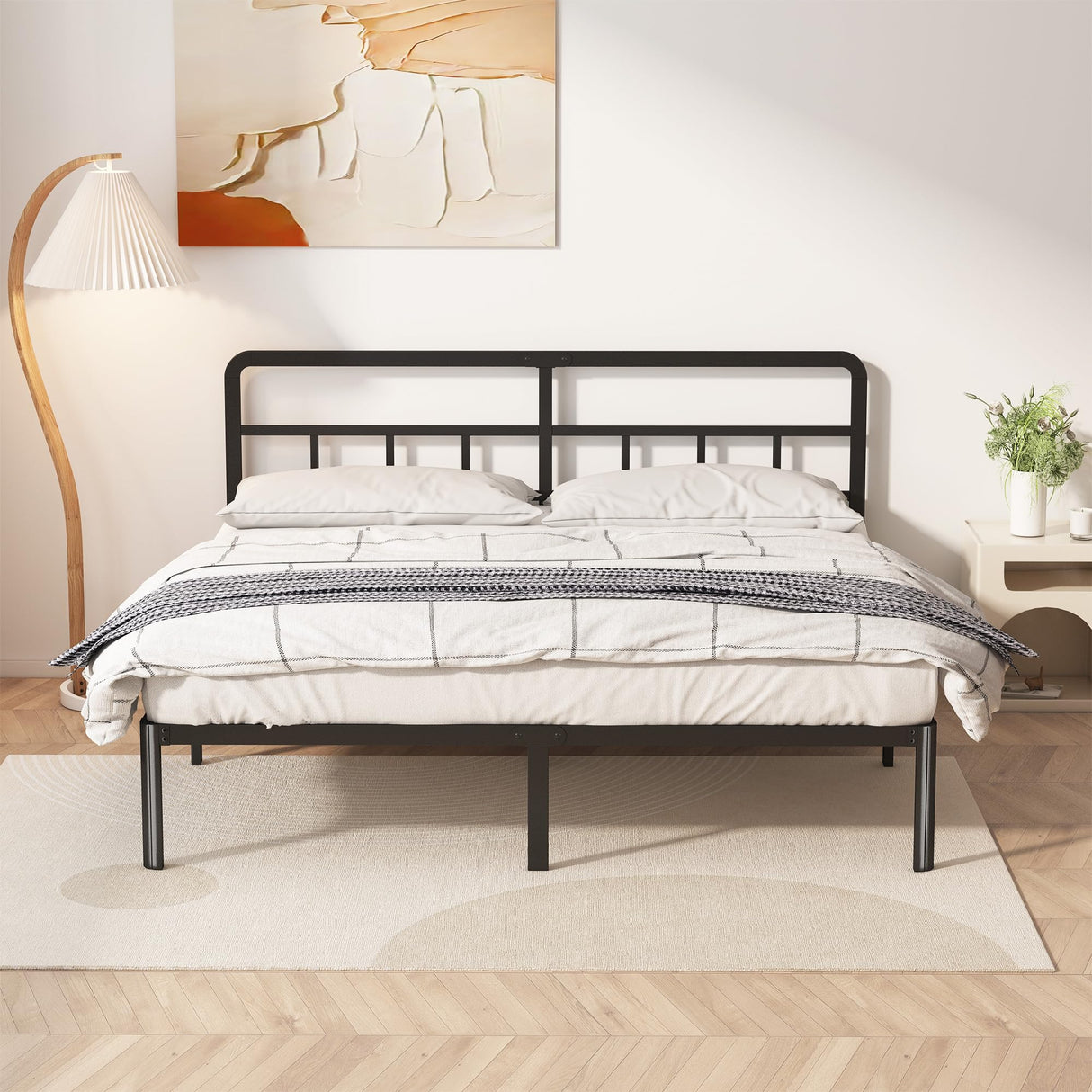 Yicensen 14 Inch King Bed Frame with Headboard, Heavy Duty Metal King Size Platform Bed Frame with Rounded Corner Legs, No Box Spring Needed, Noise Free, Easy Assembly, Black Yicensen