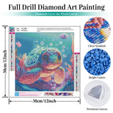 Sea Turtle Diamond Painting Kits for Adults - Cute Sea Turtle Diamond Art Kits for Adults, DIY 5D Diamond Painting with Round Gem Art Kits for Gift Home Wall Decor 12x12 inch Fountor