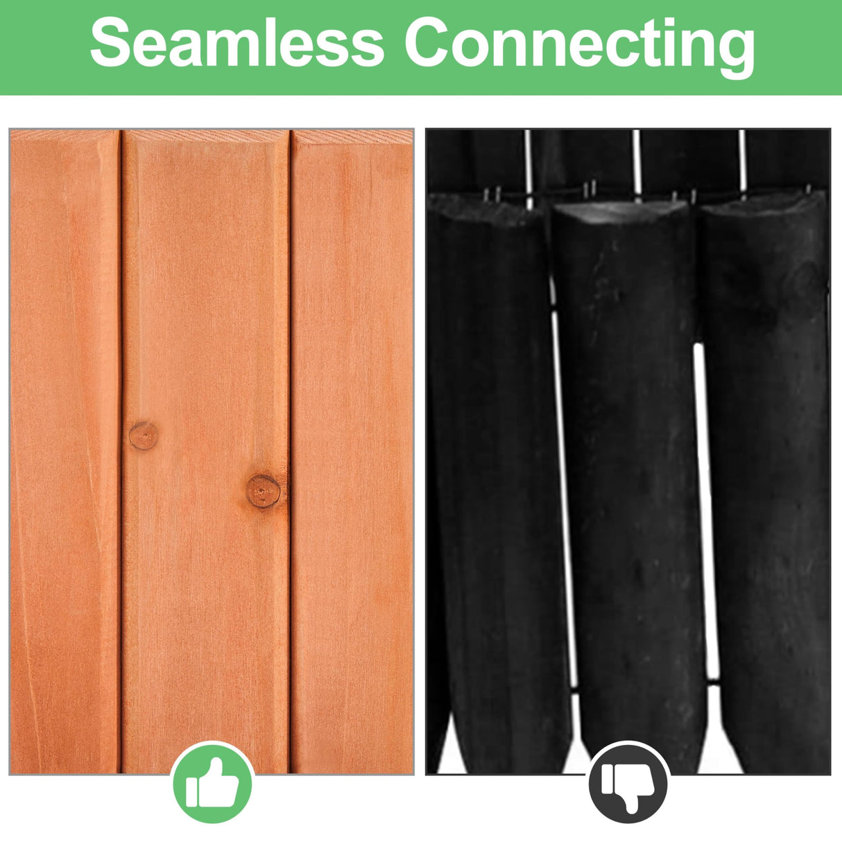 Yaheetech Wood Garden Fence,6pcs Outdoor Wooden Landscape Edging Flexible No Dig Decorative Border for Spring Yard Patio Pathway Courtyard Maintenance,Brown-178in Yaheetech