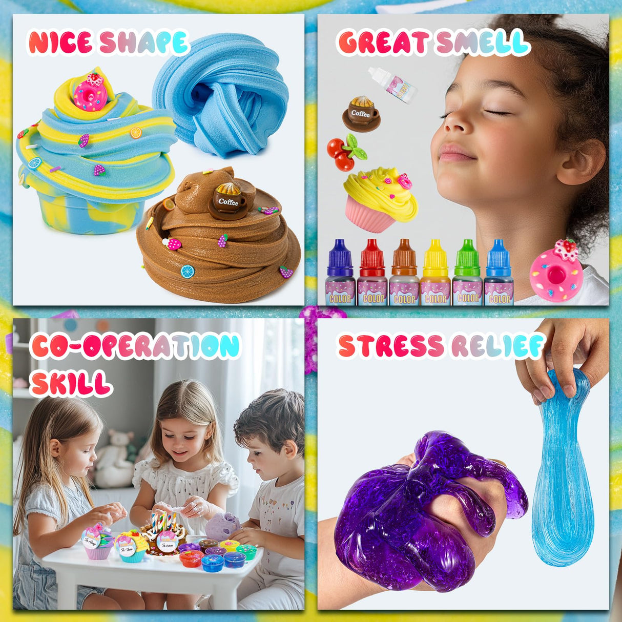 GXYSLM Dazzling Clear Slime Kit, Jumbo DIY Slime Making Kit to Make Sparkling, Crunchy, Jelly, Foam, Glossy Slimes, Inspire Your Creativity to Make Multiple Combinations GXYSLM