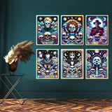 6 Packs Halloween Diamond Painting Kits for Adults, DIY Horror Diamond Art Kits for Beginners, 5D Full Drill Crystal Arts and Crafts Gem Art Painting Kits for Home Wall Decor Festival Gift (30*40cm) LWZAYS