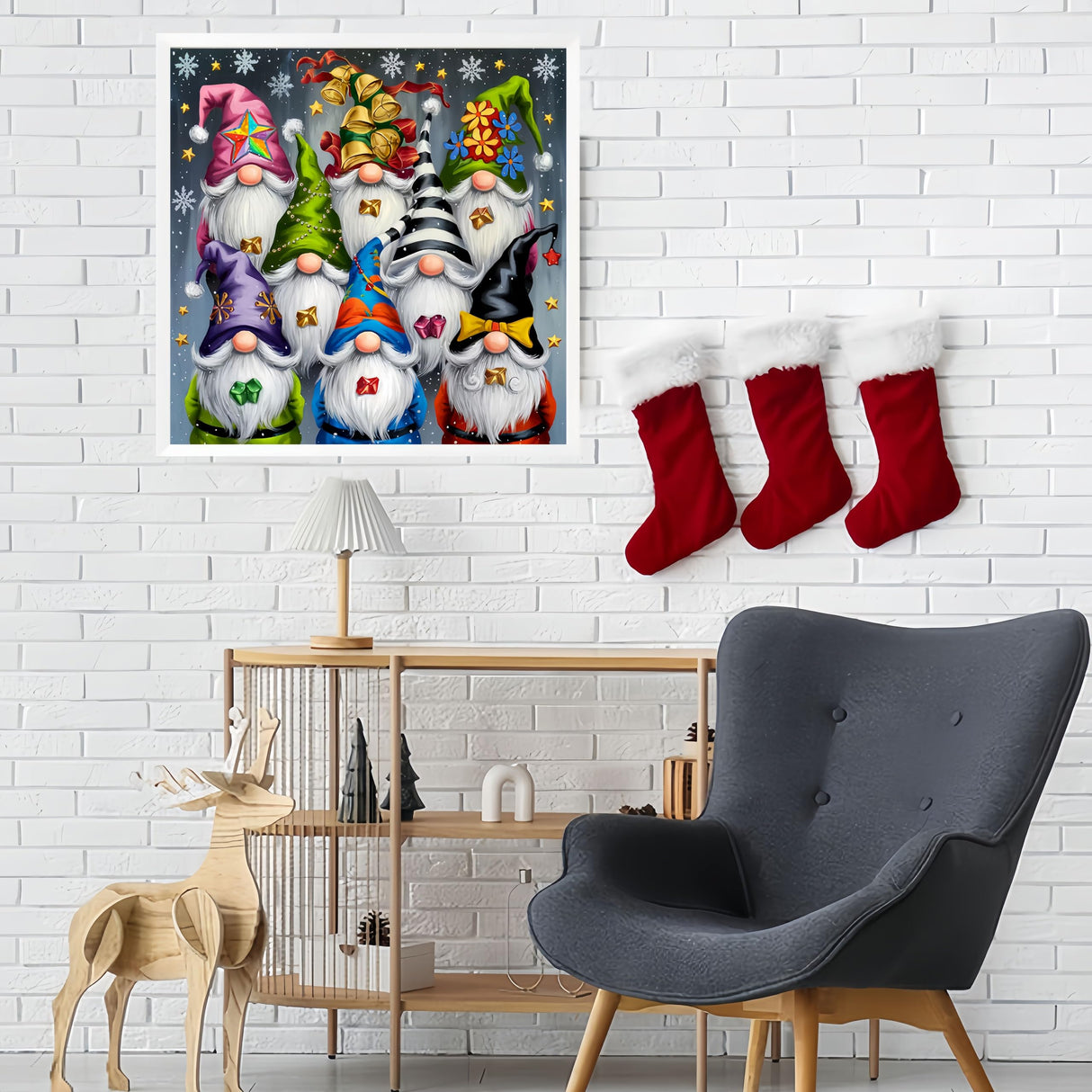 Diamond Paintings Kits for Beginners,Christmas Gnome Diamond Arts Kits for Adults,5D DIY Winter Dwarf Paint by Diamond,Full Drill Diamond Painting Dot Gem Art,for Home Wall Decor13.8x13.8 Inch GXGLLPZBY