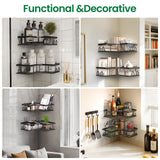 QHMCHLDZ Adhesive Shower Caddy, 2 Pack Corner Bath Organizer, Rustproof Stainless Steel Shower Shelves with Large Capacity, No Drilling Shelves for Bathroom Storage, Home, Kitchen Decor QHMCHLDZ